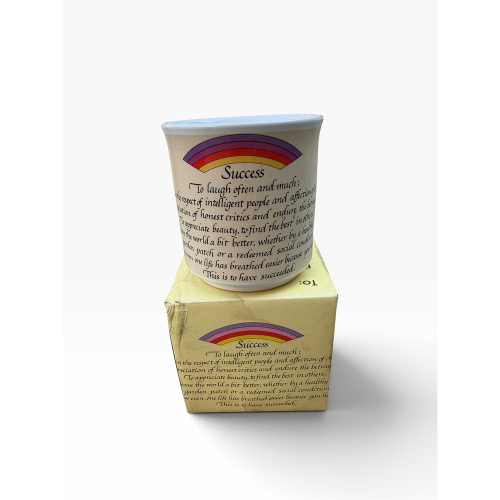 Success by Ralph Waldo Emerson Motivational Coffee Cup Mug Rainbow Original Box